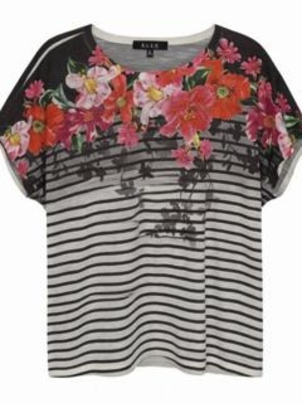 B.L.E.U. Black B. L. E. U. Women's Floral Striped Top XL